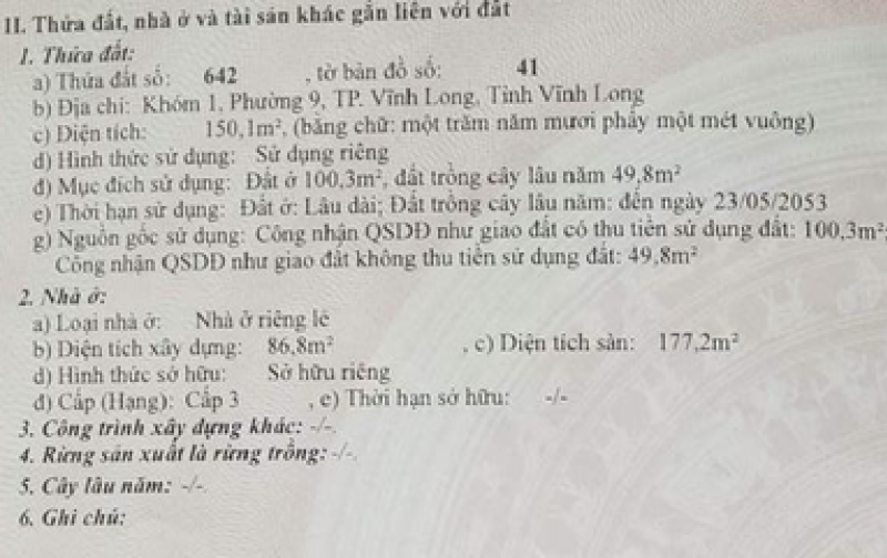  CHÍNH CHỦ CẦN BÁN NHÀ 1 TRỆT 1 LẦU - ĐƯỜNG 4M Ô TÔ VÀO TẬN NHÀ TẠI VĨNH LONG